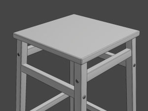 square wooden stool 3D Model