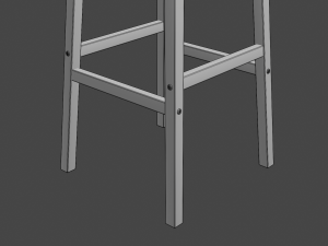 square wooden stool 3D Model