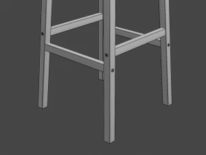 kare ahşap tabure 3D Model