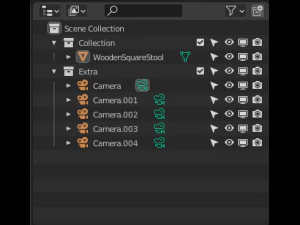 kare ahşap tabure 3D Model