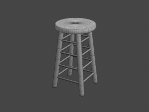 wooden bar stool 3D 모델