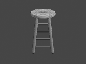 wooden bar stool 3D 모델