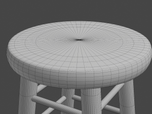 wooden bar stool 3D 모델