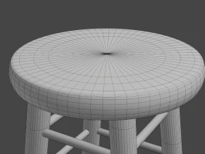 wooden bar stool 3D Model