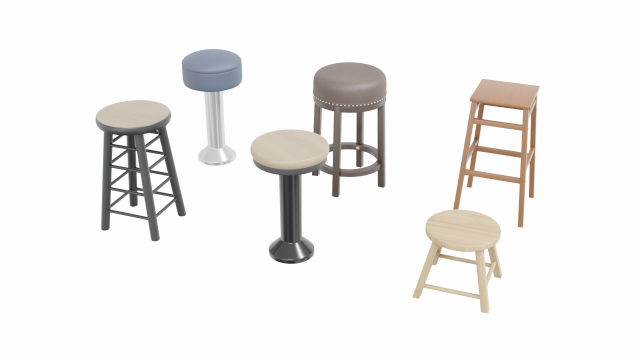 stool collection 3D Model .c4d .max .obj .3ds .fbx .stl .blend 