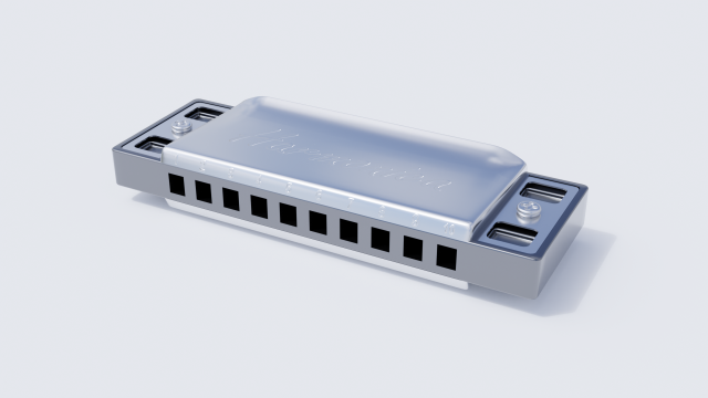 harmonica 3Dモデル .c4d .max .obj .3ds .fbx .stl .blend 