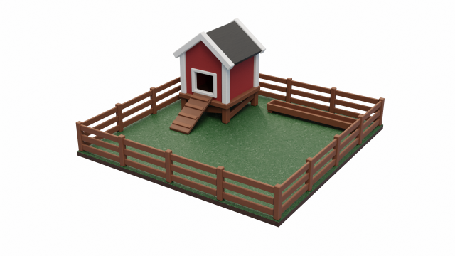 chicken coop pen 3D Model .c4d .max .obj .3ds .fbx .stl .blend 