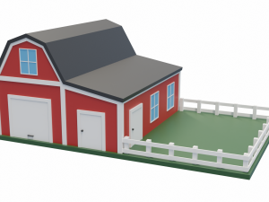 Barn With Pen 3D Model
