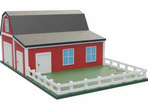 Barn With Pen 3D Model