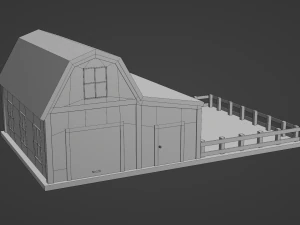Barn With Pen 3D Model