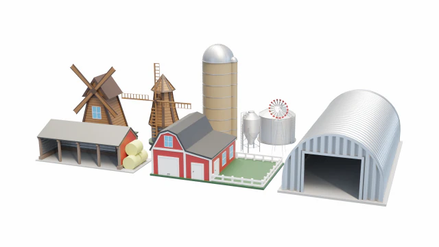 Farm Building Collection 2 3D Model .c4d .max .obj .3ds .fbx .stl .blend