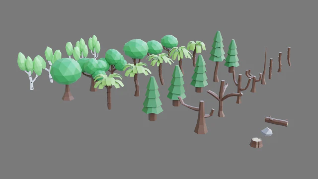 Assorted Tree Collection 3D Model .c4d .max .obj .3ds .fbx .stl .blend 