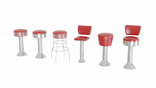 Retro Bar Stool Collection 3D Model .c4d .max .obj .3ds .fbx .stl .blend 