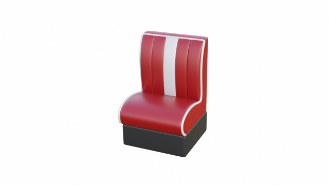 Retro Diner Single Booth 3D Model .c4d .max .obj .3ds .fbx .stl .blend 