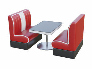 Retro Diner Booth and Table Set 3D Model