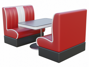 Retro Diner Booth and Table Set Modelo 3D