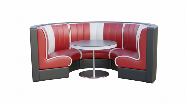 Retro Diner Circular Booth Set Modelo 3D .c4d .max .obj .3ds .fbx .stl .blend 
