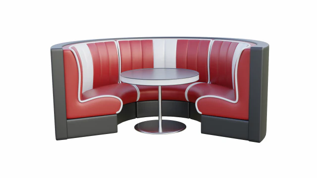 Retro Diner Circular Booth Set 3D Model .c4d .max .obj .3ds .fbx .stl .blend