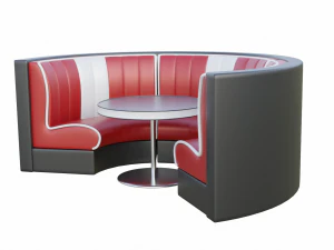 Retro Diner Circular Booth Set 3D Model