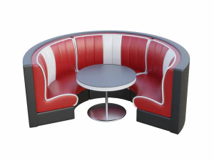Retro Diner Circular Booth Set 3D Model