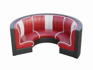 Retro Diner Circular Booth Set 3D Model