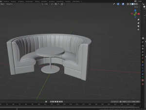Retro Diner Circular Booth Set 3D Model