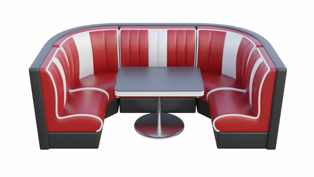 Retro Diner Square Booth Set Modelo 3D .c4d .max .obj .3ds .fbx .stl .blend 