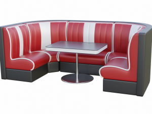 Retro Diner Square Booth Set Modelo 3D