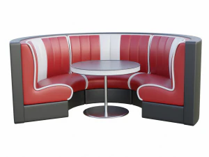Retro Diner Booth Collection 3D Model