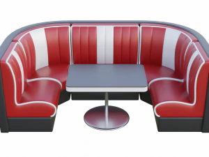 Retro Diner Booth Collection 3D Model