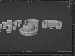 Retro Diner Booth Collection 3D Model