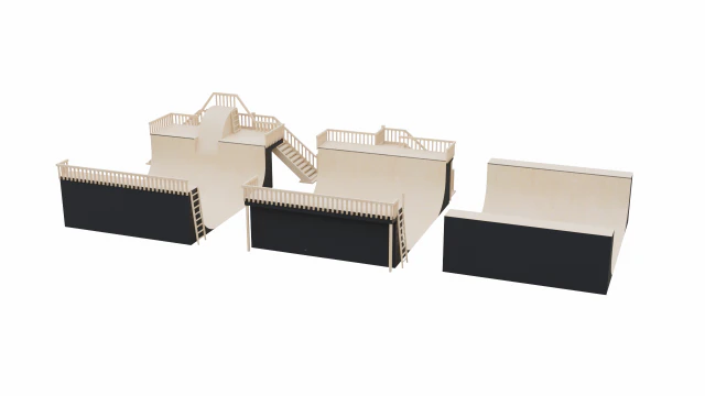 Skatepark Halfpipe Collection 3D Model .c4d .max .obj .3ds .fbx .stl .blend 