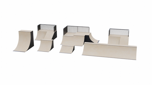Skatepark Quarter Pipe Collection Model 3D .c4d .max .obj .3ds .fbx .stl .blend 