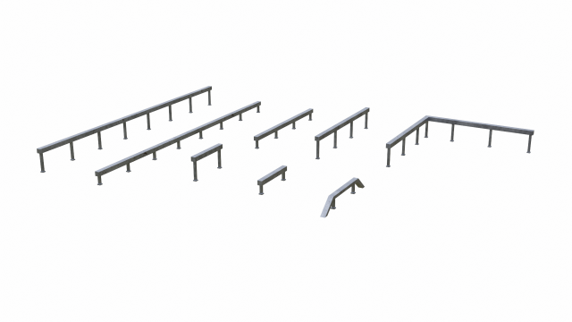 Skatepark Grind Rail Collection 3D Модель .c4d .max .obj .3ds .fbx .stl .blend 