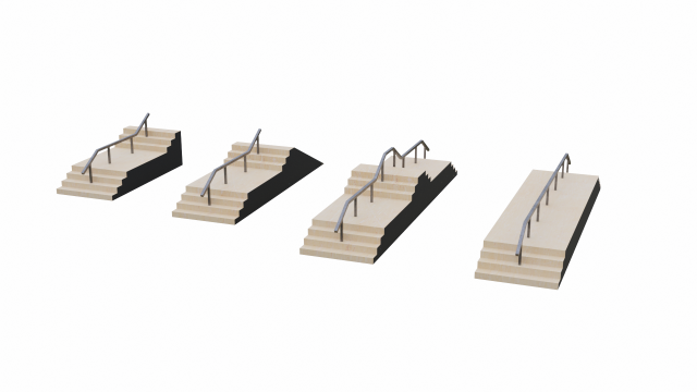 Skatepark Stair Grind Collection 3D Model .c4d .max .obj .3ds .fbx .stl .blend 