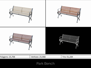 City Park Bench 3D Model