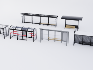 Bus Stop Shelter Collection Modelo 3D