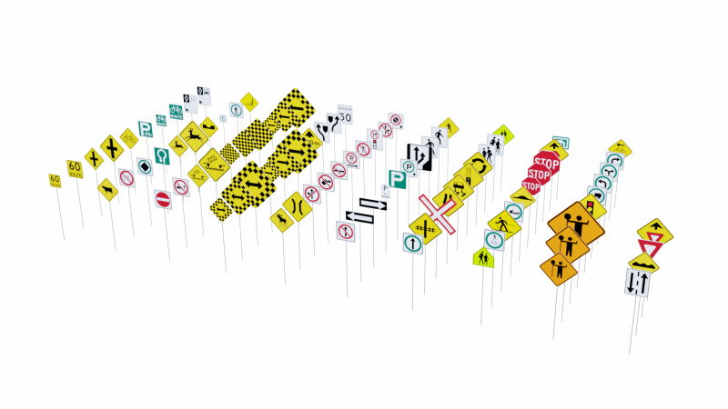 Road Sign Collection 3D 模型 .c4d .max .obj .3ds .fbx .stl .blend