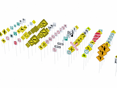 Road Sign Collection 3D Model