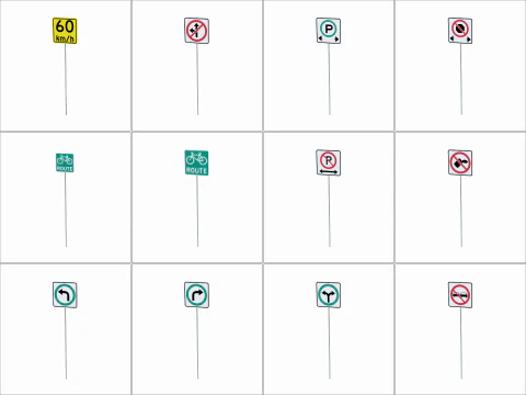 Road Sign Collection 3D Model