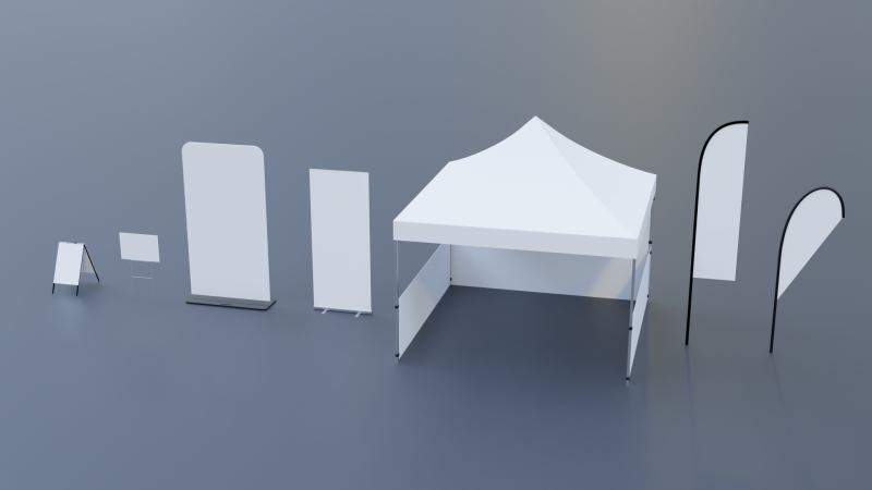 Customizable Advertising Signage Collection 3D Model .c4d .max .obj .3ds .fbx .stl .blend 