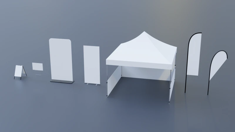 Customizable Advertising Signage Collection 3D Model .c4d .max .obj .3ds .fbx .stl .blend 