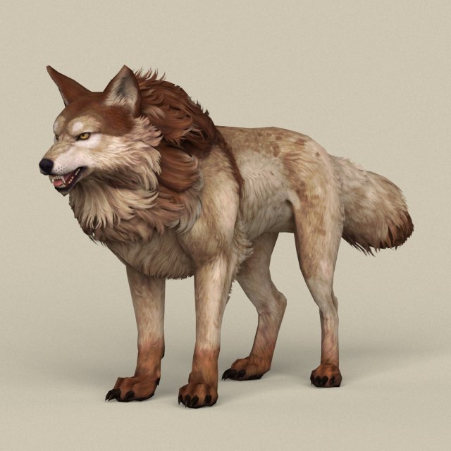 game ready brown wolf 3D-Modell .c4d .max .obj .3ds .fbx .stl .blend 