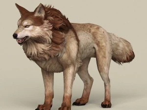 game ready brown wolf 3D Model