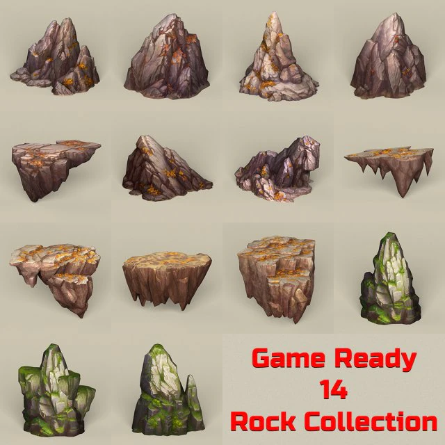 game ready stone rocks collection 3D Model .c4d .max .obj .3ds .fbx .stl .blend 
