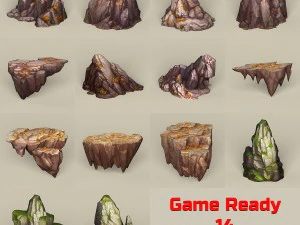 gotowa do gry kolekcja kamiennych skał Model 3D