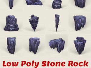 low poly stone rock collection 3Dモデル