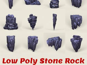 kolekcja kamiennych skał o niskiej zawartości poli Model 3D