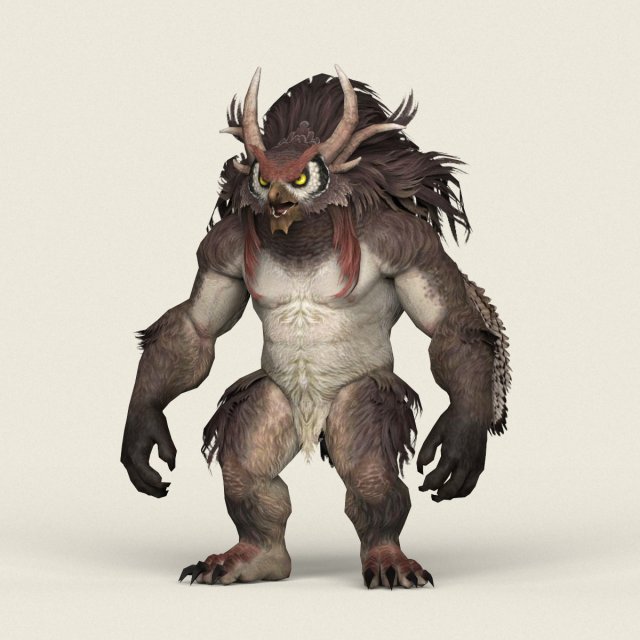 game ready fantasy owl 3D 模型 .c4d .max .obj .3ds .fbx .stl .blend 