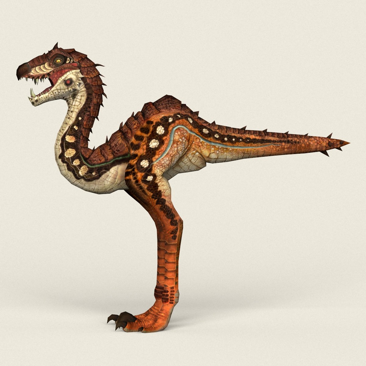 Dinosaur. game ready fantasy velociraptor 3D Modeller. 